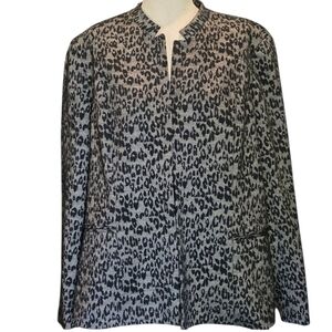 Kasper Black and Silver Shimmer Animal Print Jacket